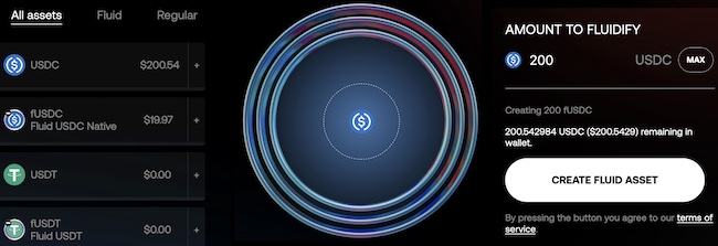 Swap de fusdc en Fluidity